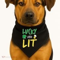 Lucky And Lit St. Patrick's Day USA-Made Doggie Bandana thumb 1