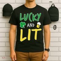 Lucky And Lit St. Patrick's Day T-Shirt thumb 6