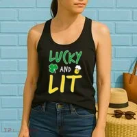 Lucky And Lit St. Patrick's Day Women's Tank Top thumb 2