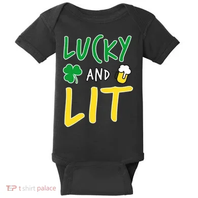 Lucky And Lit St. Patrick's Day Baby Bodysuit