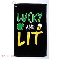 Lucky And Lit St. Patrick's Day Golf Towel thumb 0