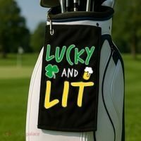 Lucky And Lit St. Patrick's Day Golf Towel thumb 2