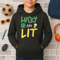 Lucky And Lit St. Patrick's Day Kids Hoodie thumb 2