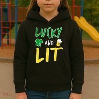 Lucky And Lit St. Patrick's Day Kids Hoodie thumb 3