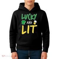 Lucky And Lit St. Patrick's Day Kids Hoodie thumb 4