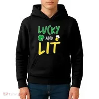 Lucky And Lit St. Patrick's Day Kids Hoodie thumb 4