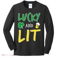 Lucky And Lit St. Patrick's Day Kids Long Sleeve Shirt thumb 0