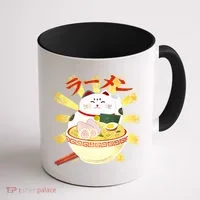 Lucky Cat Ramen Japanese Coffee Mug thumb 1