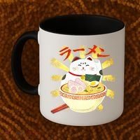Lucky Cat Ramen Japanese Coffee Mug thumb 2