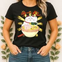 Lucky Cat Ramen Japanese Women's T-Shirt thumb 2