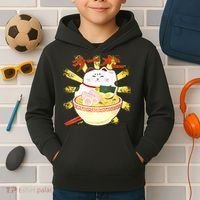 Lucky Cat Ramen Japanese Kids Hoodie thumb 2