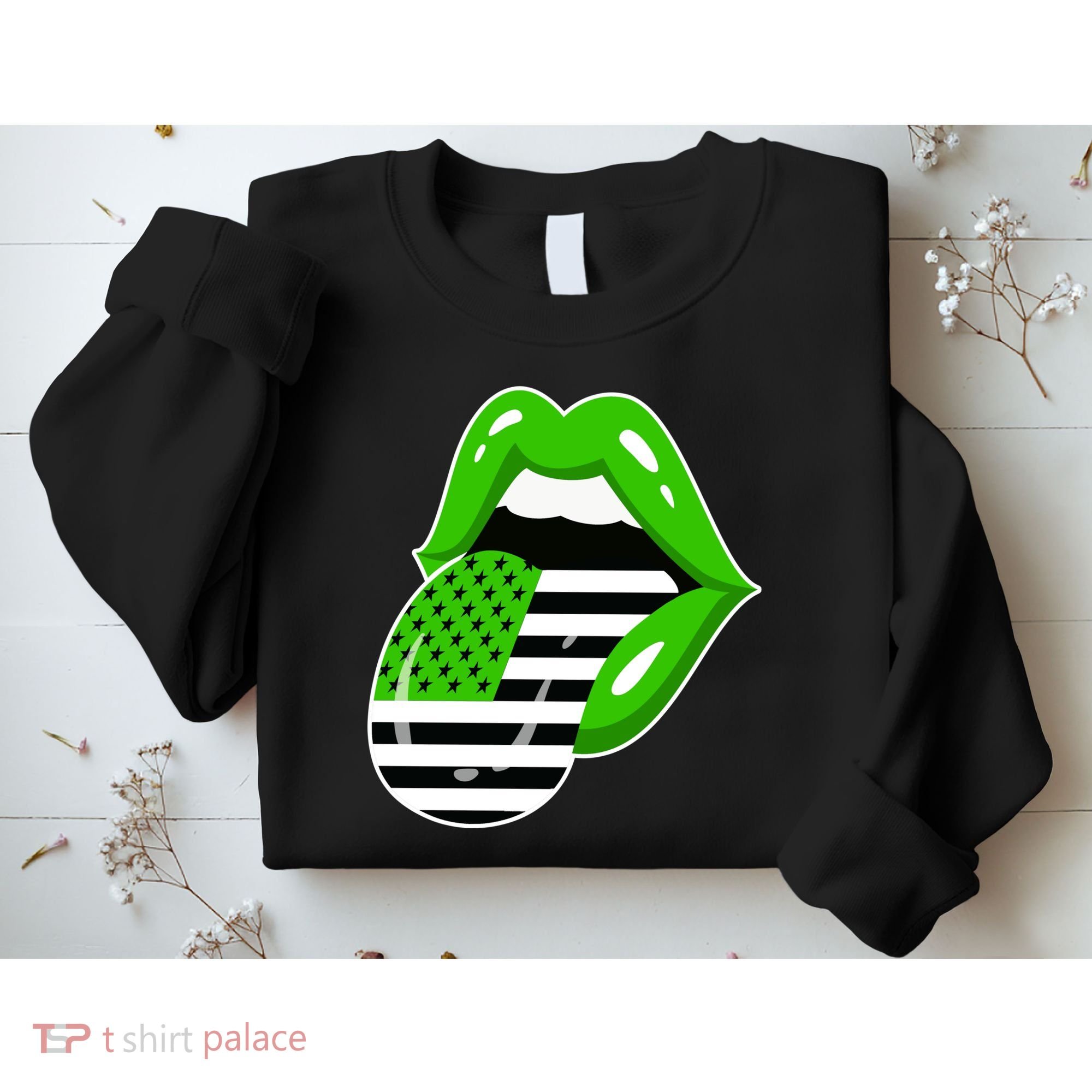 Lucky Irish Lips USA American Flag Sweatshirt