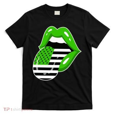 Lucky Irish Lips USA American Flag T-Shirt