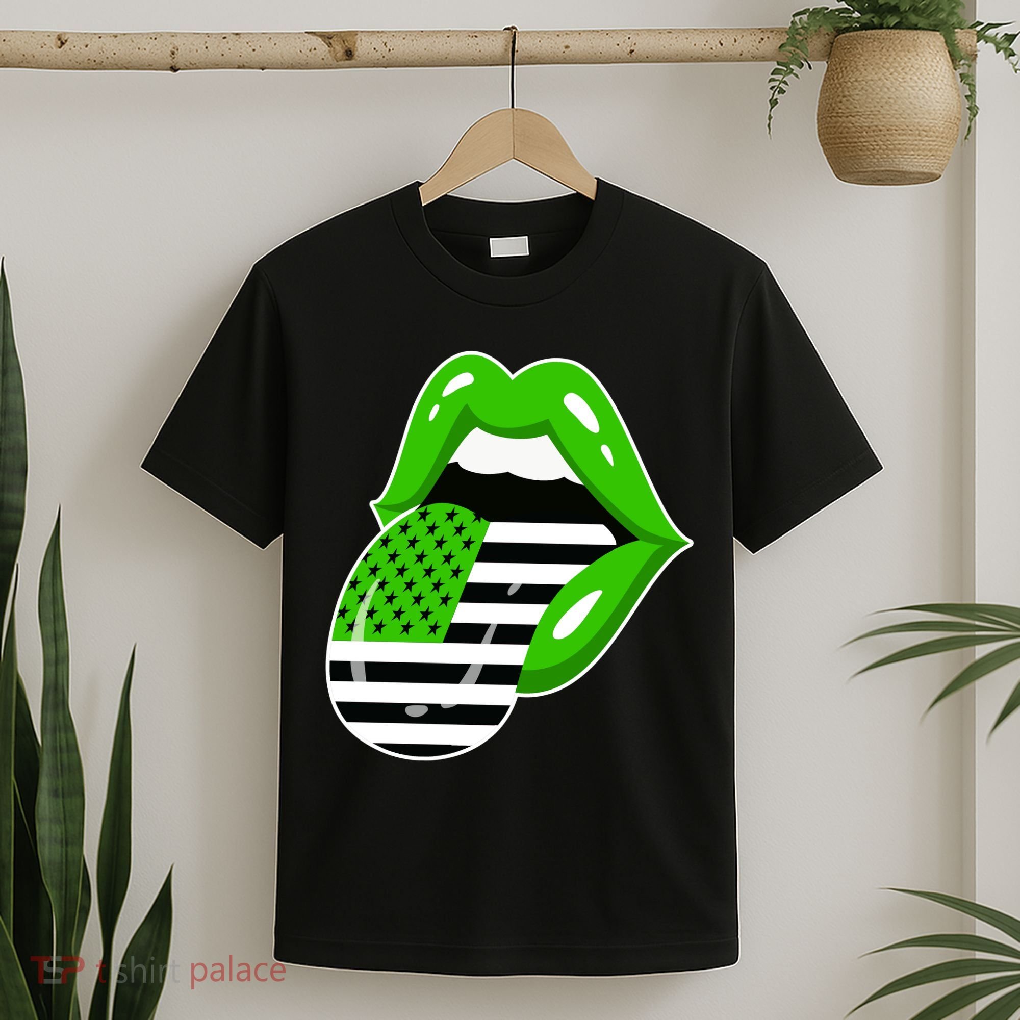 Lucky Irish Lips USA American Flag T-Shirt