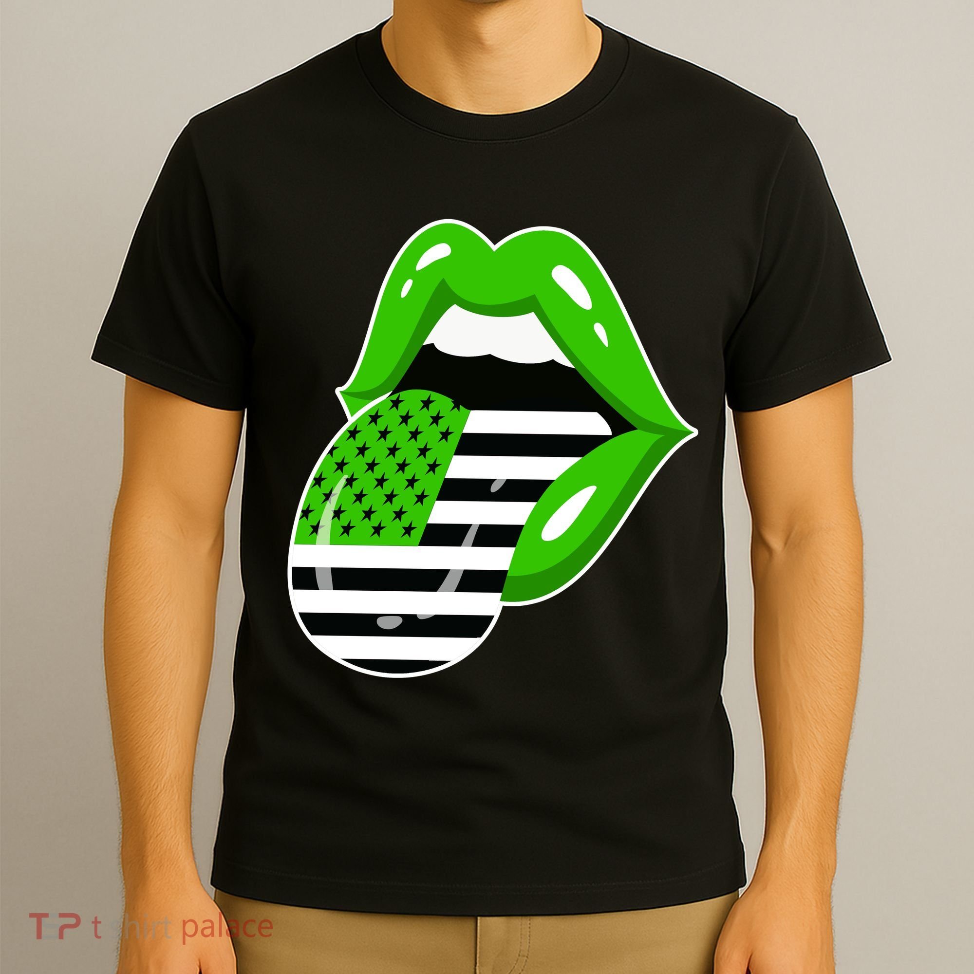 Lucky Irish Lips USA American Flag T-Shirt