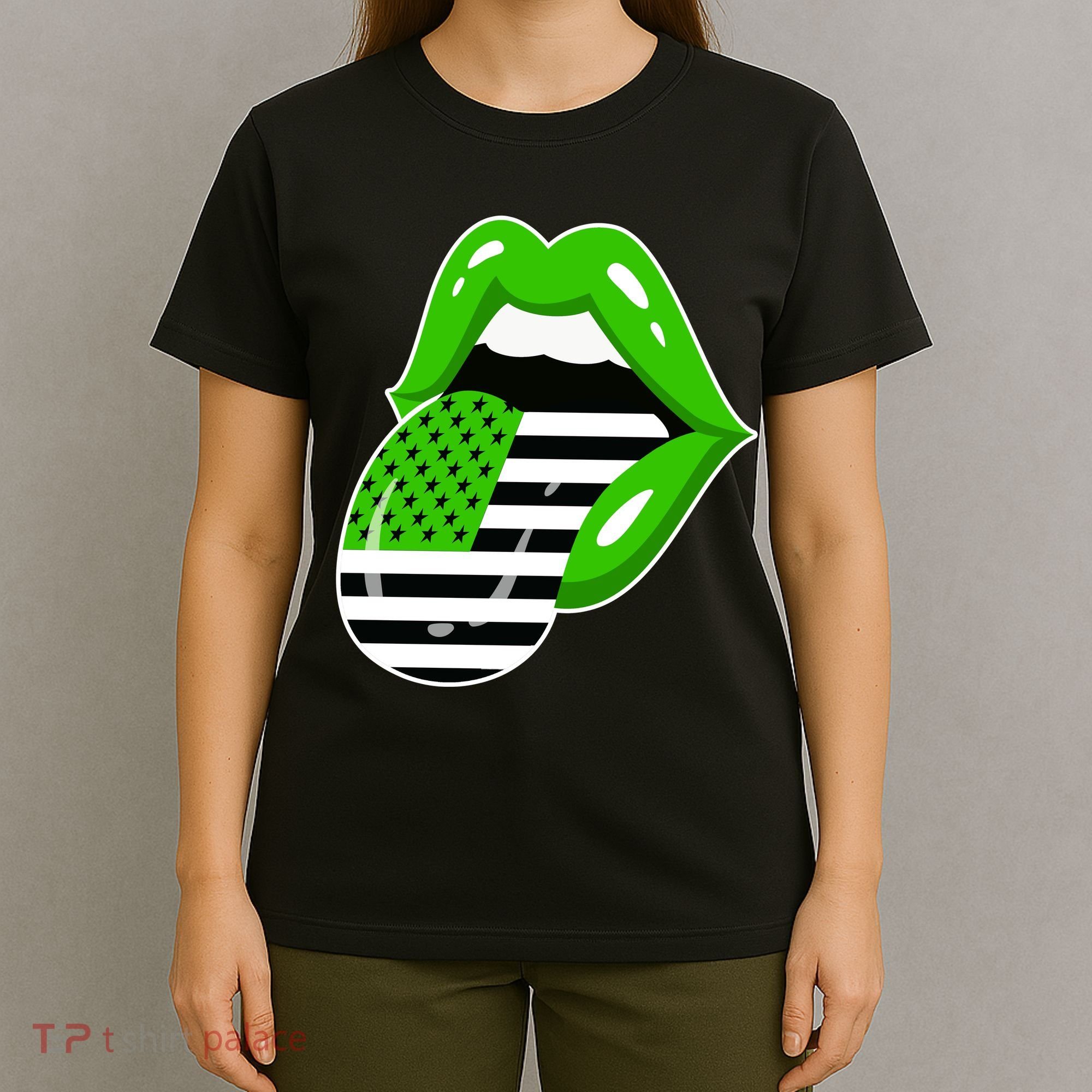 Lucky Irish Lips USA American Flag T-Shirt