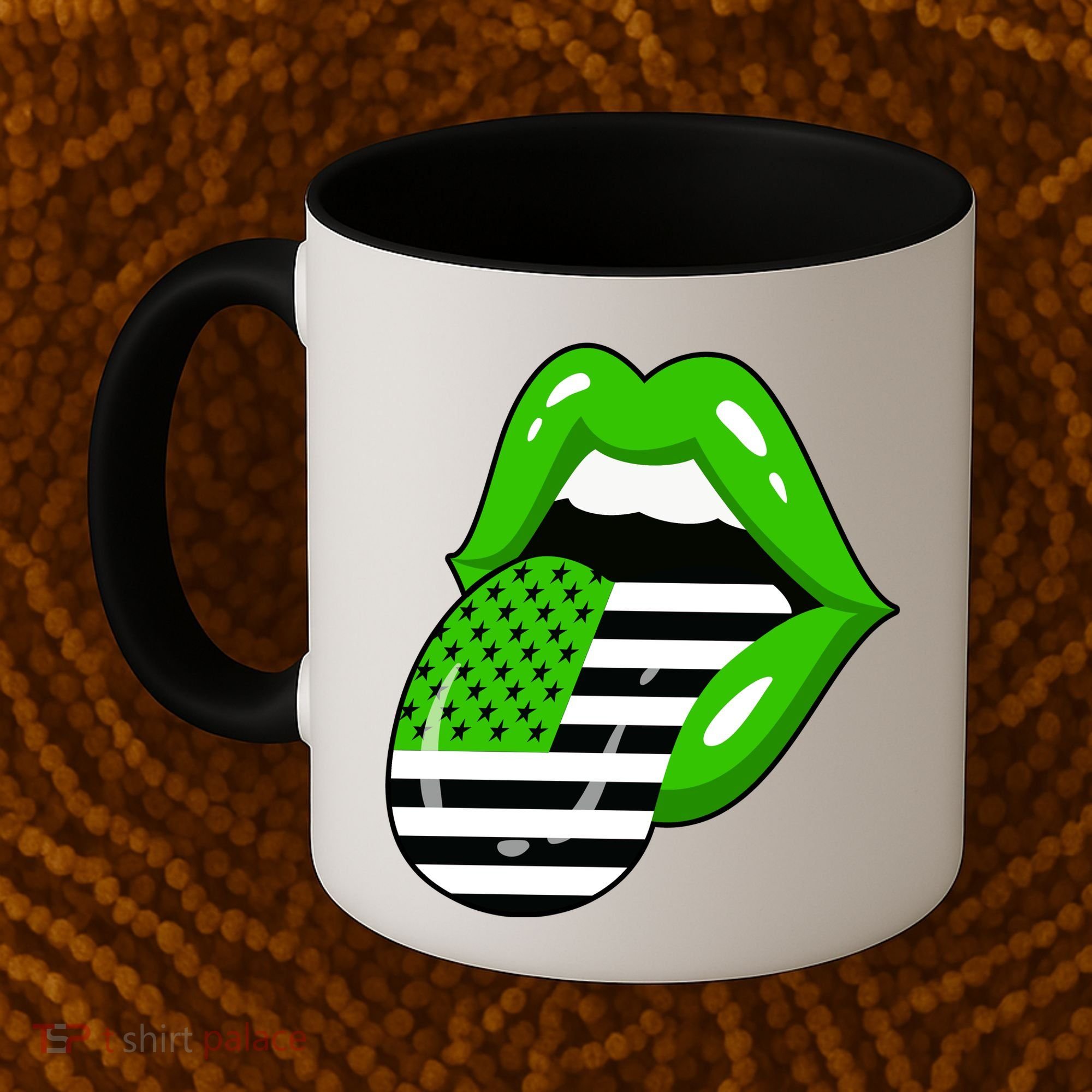 Lucky Irish Lips USA American Flag Coffee Mug
