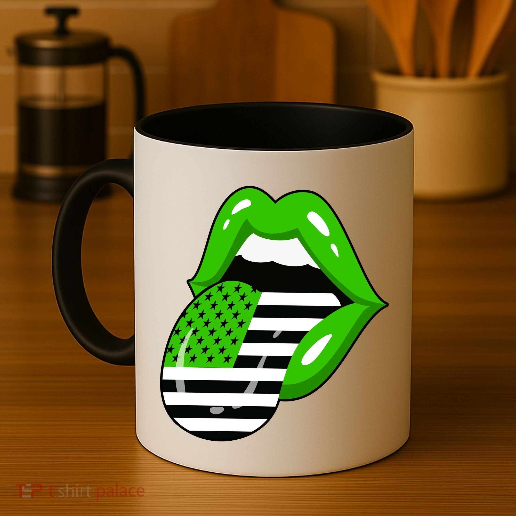 Lucky Irish Lips USA American Flag Coffee Mug