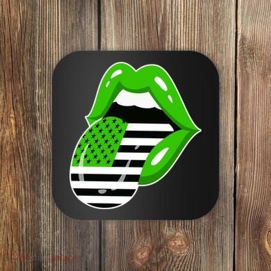 Lucky Irish Lips USA American Flag Coaster