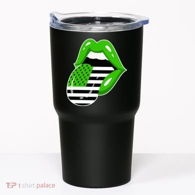 Lucky Irish Lips USA American Flag Tumbler