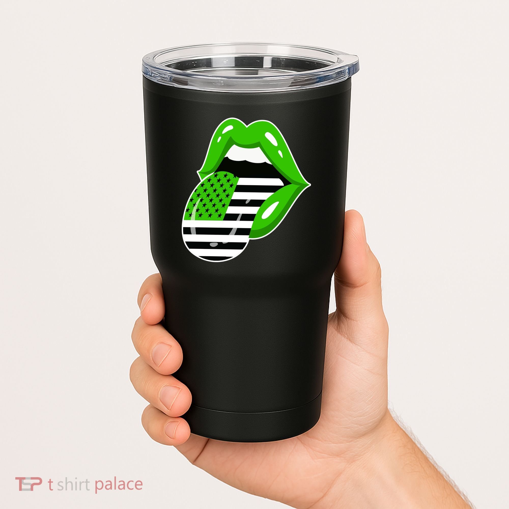 Lucky Irish Lips USA American Flag Tumbler