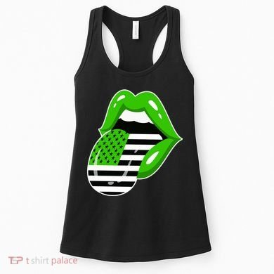 Lucky Irish Lips USA American Flag Women's Tank Top