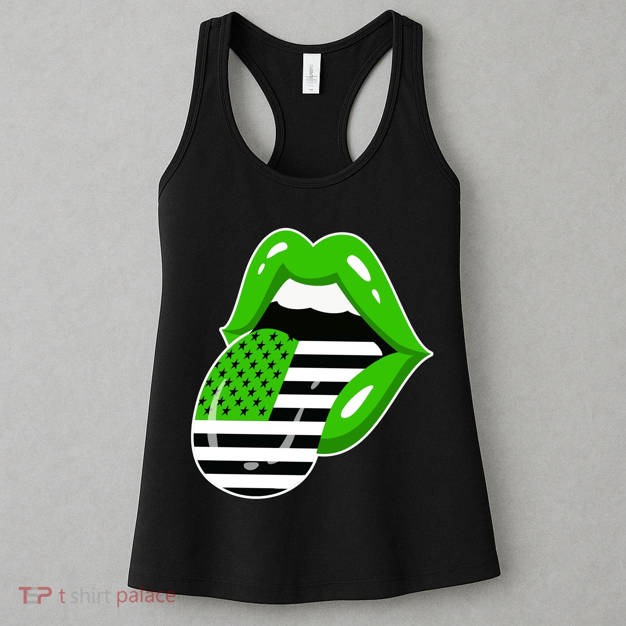 Lucky Irish Lips USA American Flag Women's Tank Top