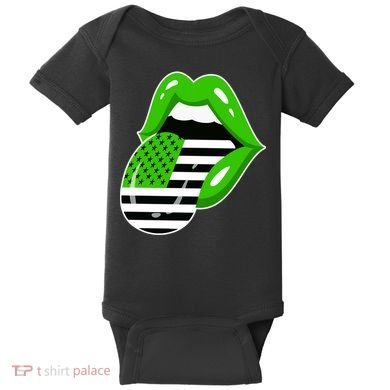 Lucky Irish Lips USA American Flag Baby Bodysuit