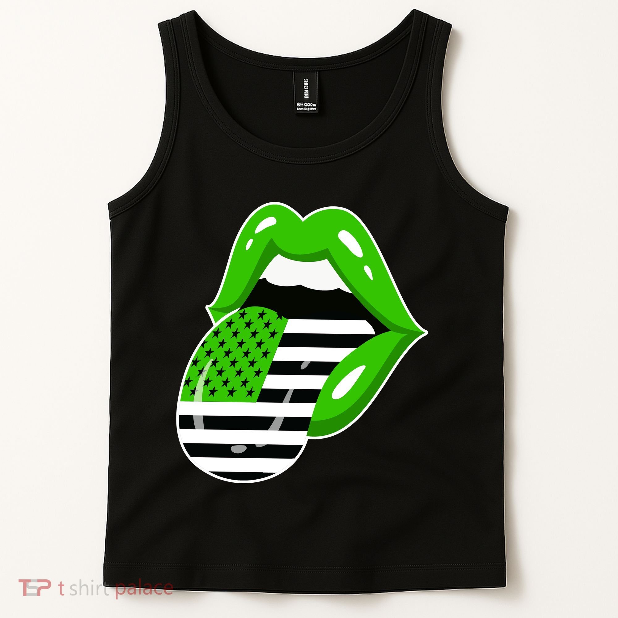 Lucky Irish Lips USA American Flag Tank Top
