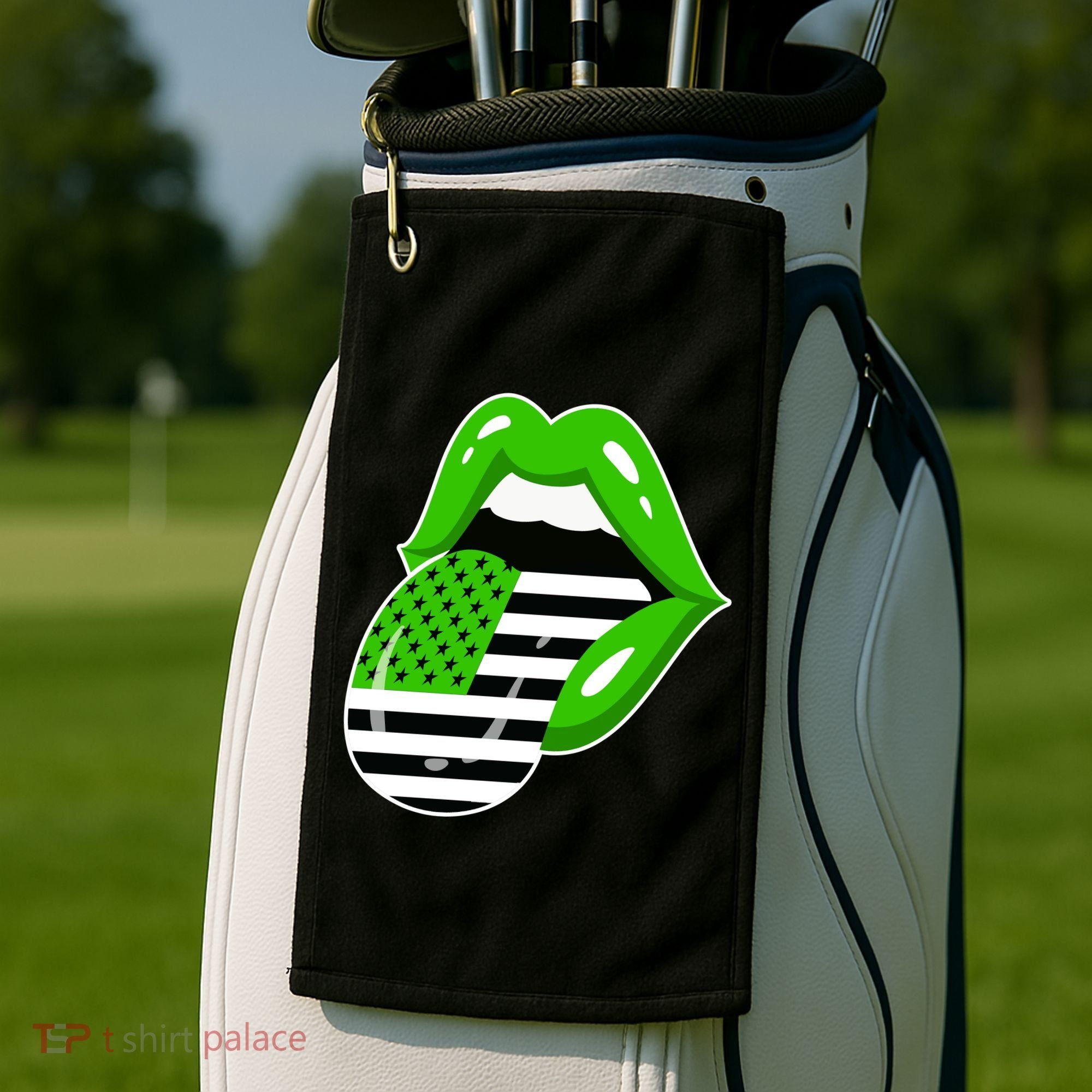 Lucky Irish Lips USA American Flag Golf Towel