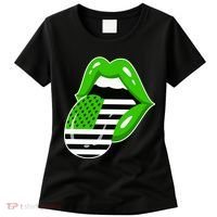 Lucky Irish Lips USA American Flag Women's T-Shirt thumb 0