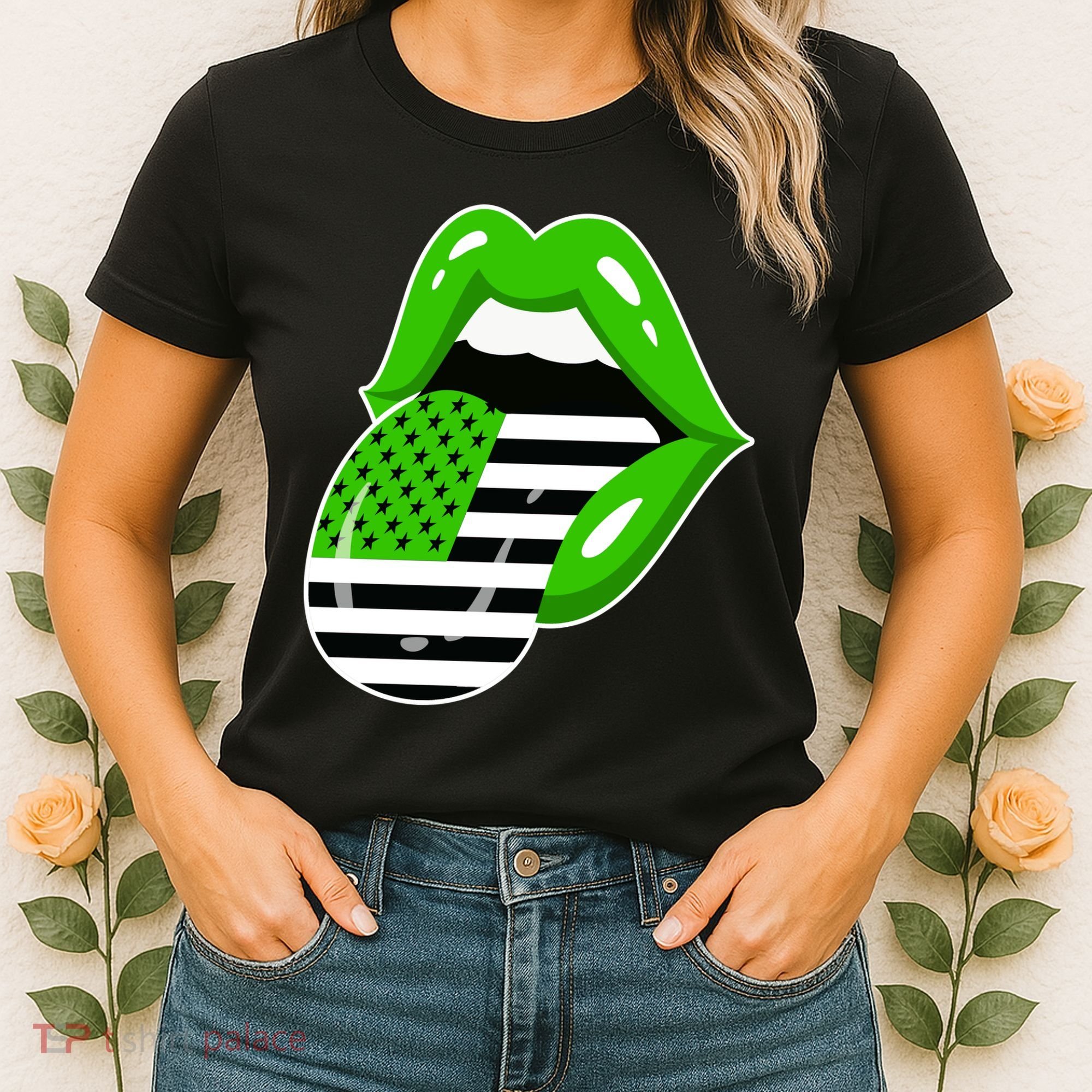 Lucky Irish Lips USA American Flag Women's T-Shirt