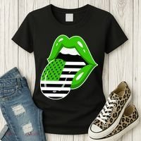 Lucky Irish Lips USA American Flag Women's T-Shirt thumb 3