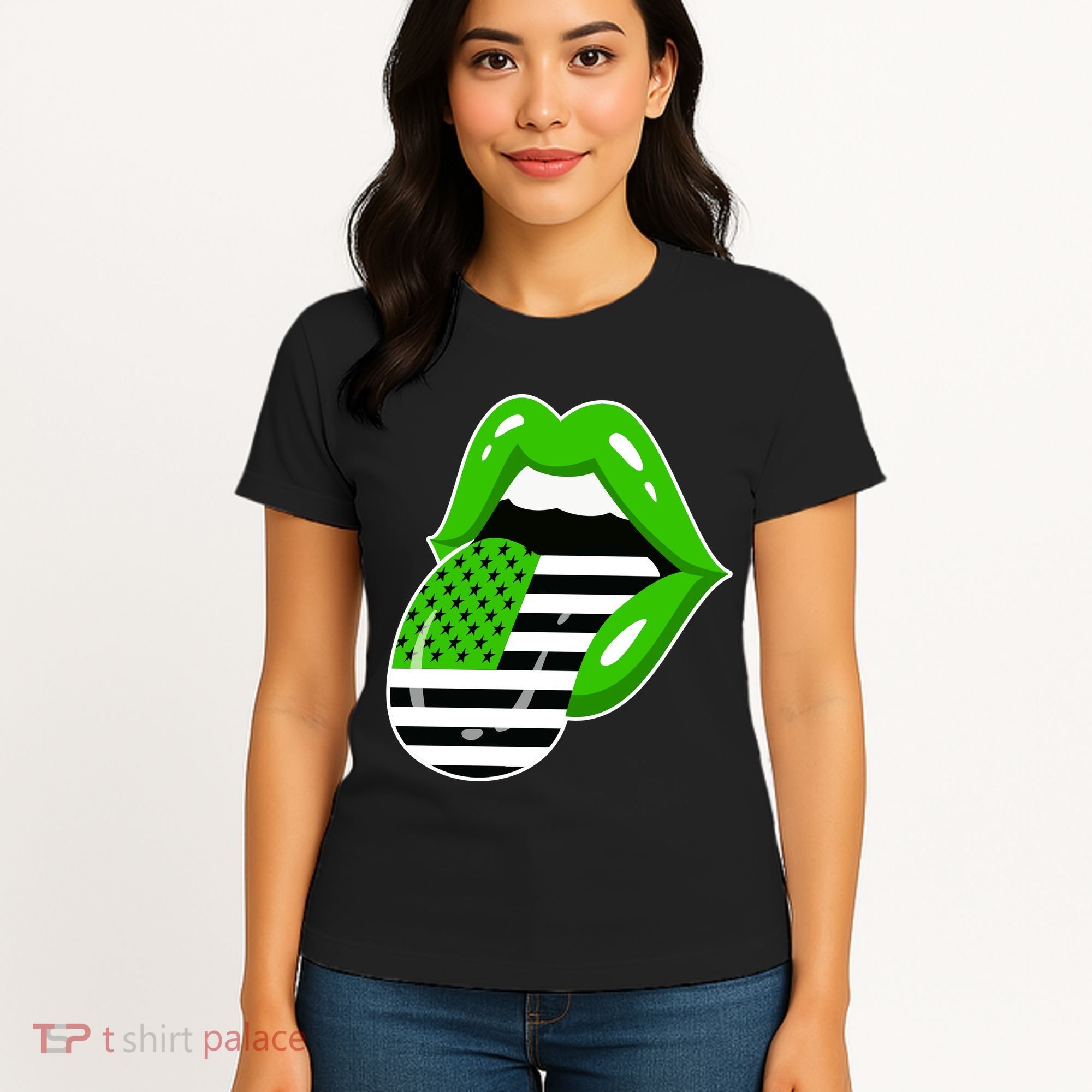 Lucky Irish Lips USA American Flag Women's T-Shirt