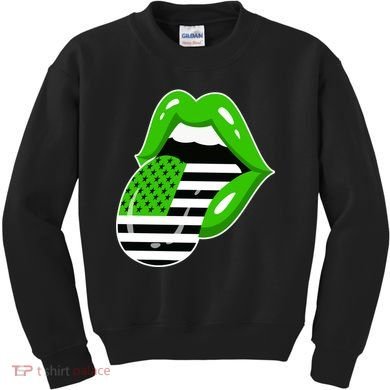 Lucky Irish Lips USA American Flag Kids Sweatshirt