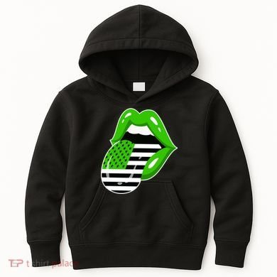 Lucky Irish Lips USA American Flag Kids Hoodie