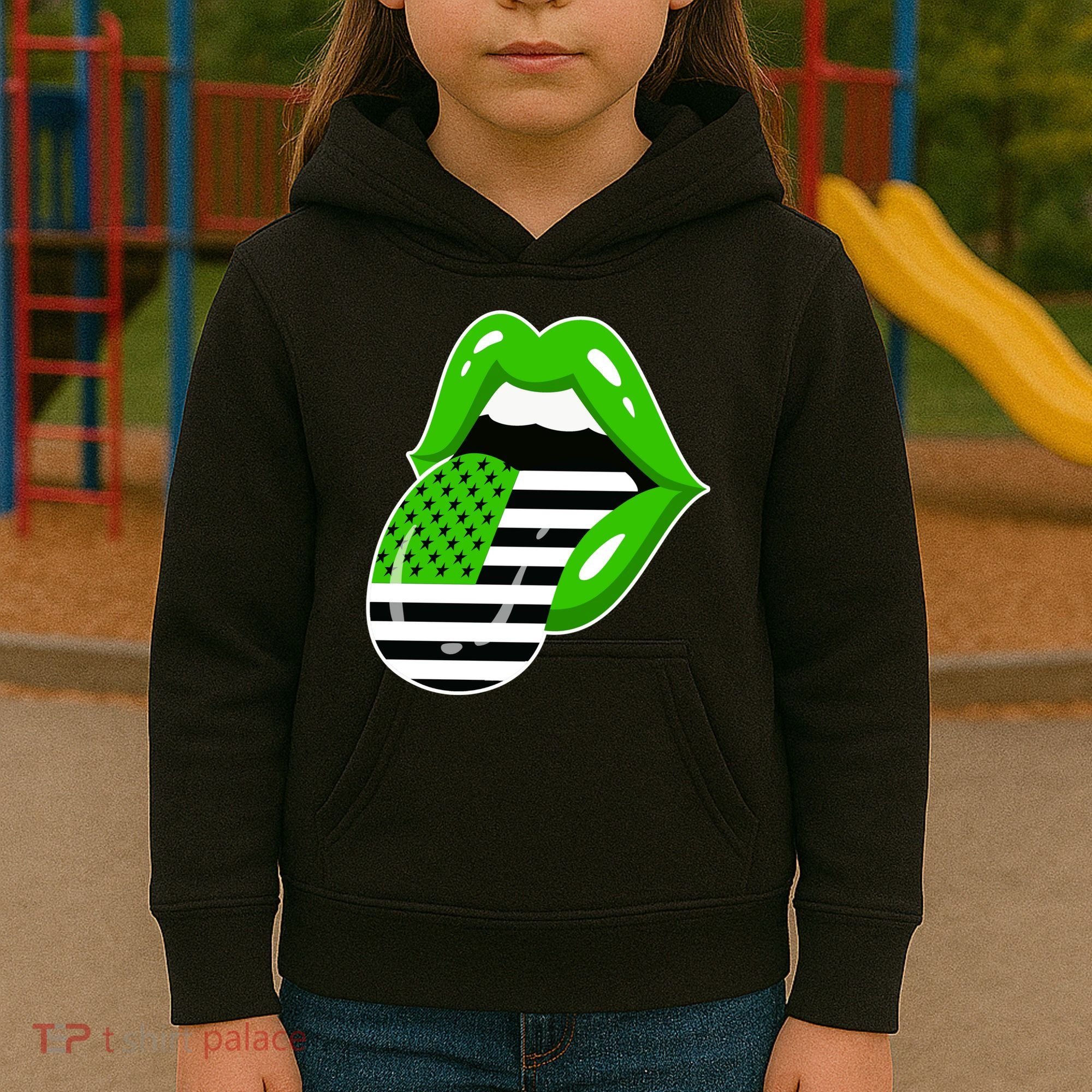 Lucky Irish Lips USA American Flag Kids Hoodie
