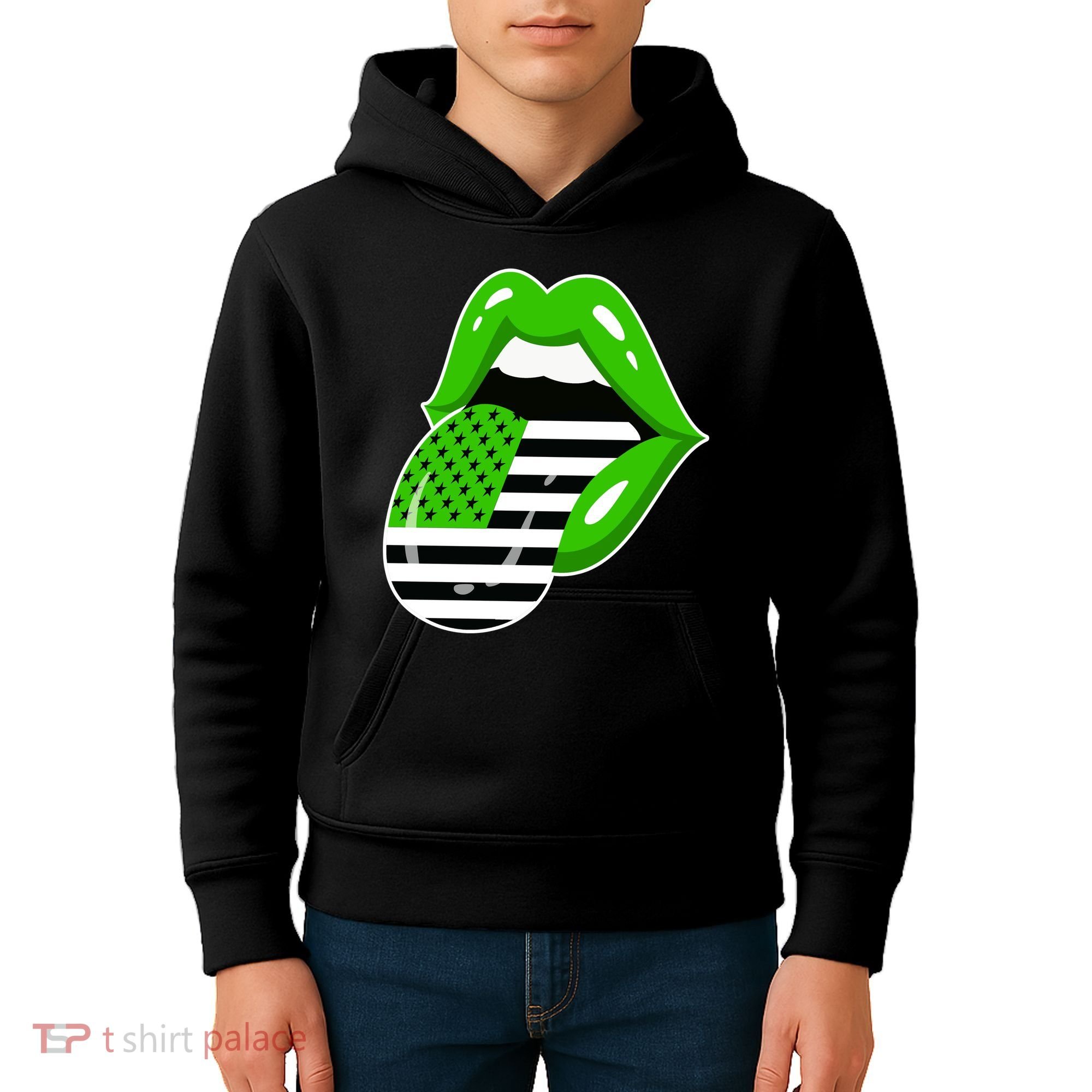 Lucky Irish Lips USA American Flag Kids Hoodie