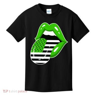 Lucky Irish Lips USA American Flag Kids T-Shirt