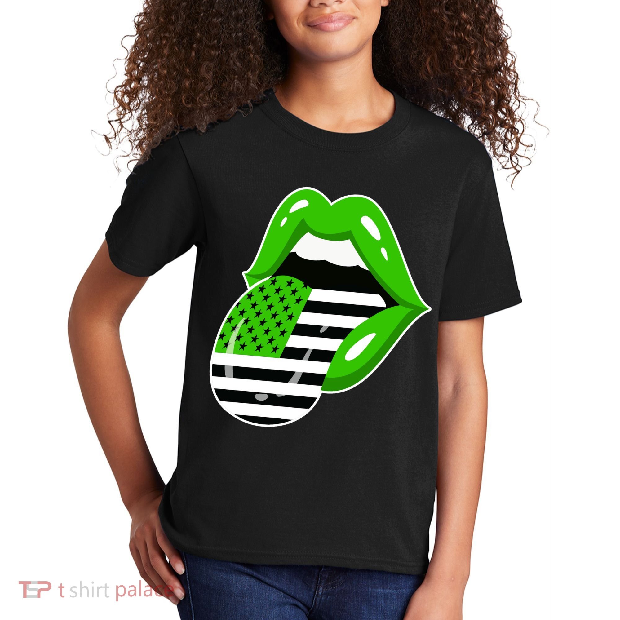 Lucky Irish Lips USA American Flag Kids T-Shirt