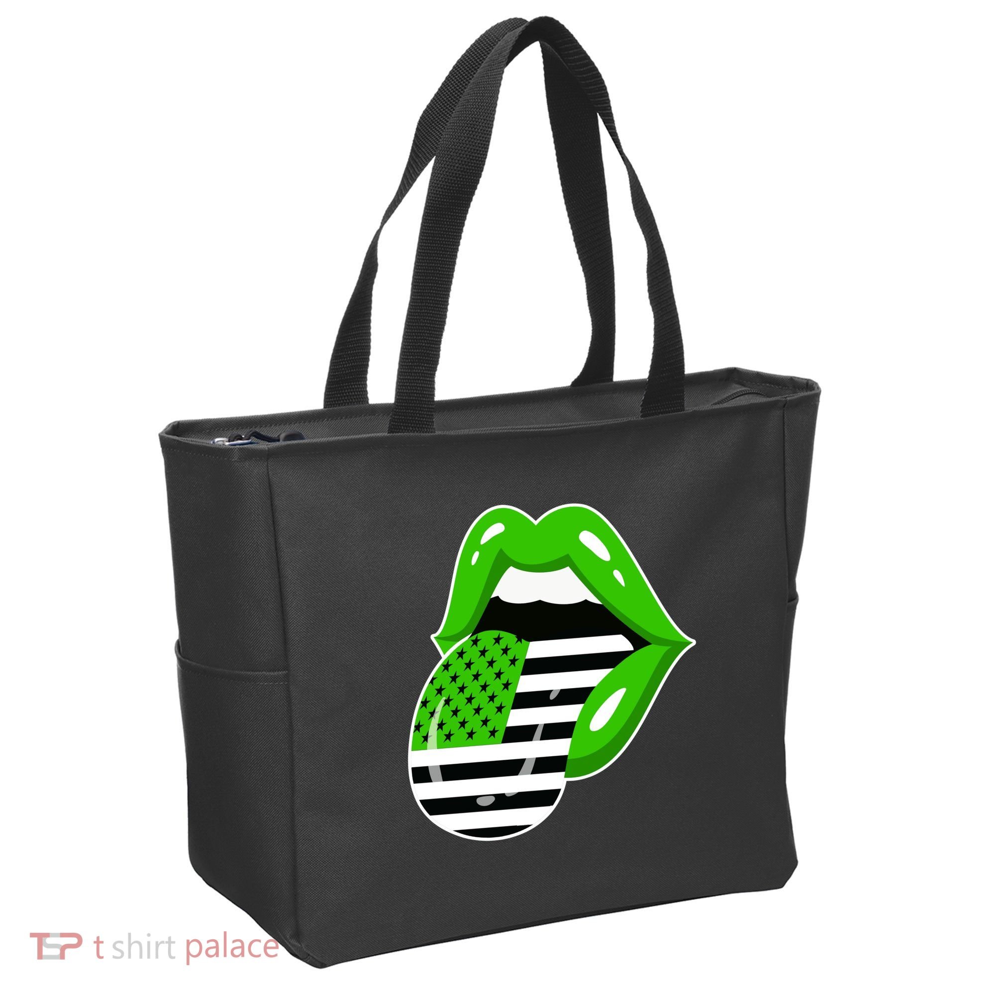 Lucky Irish Lips USA American Flag Tote Bag