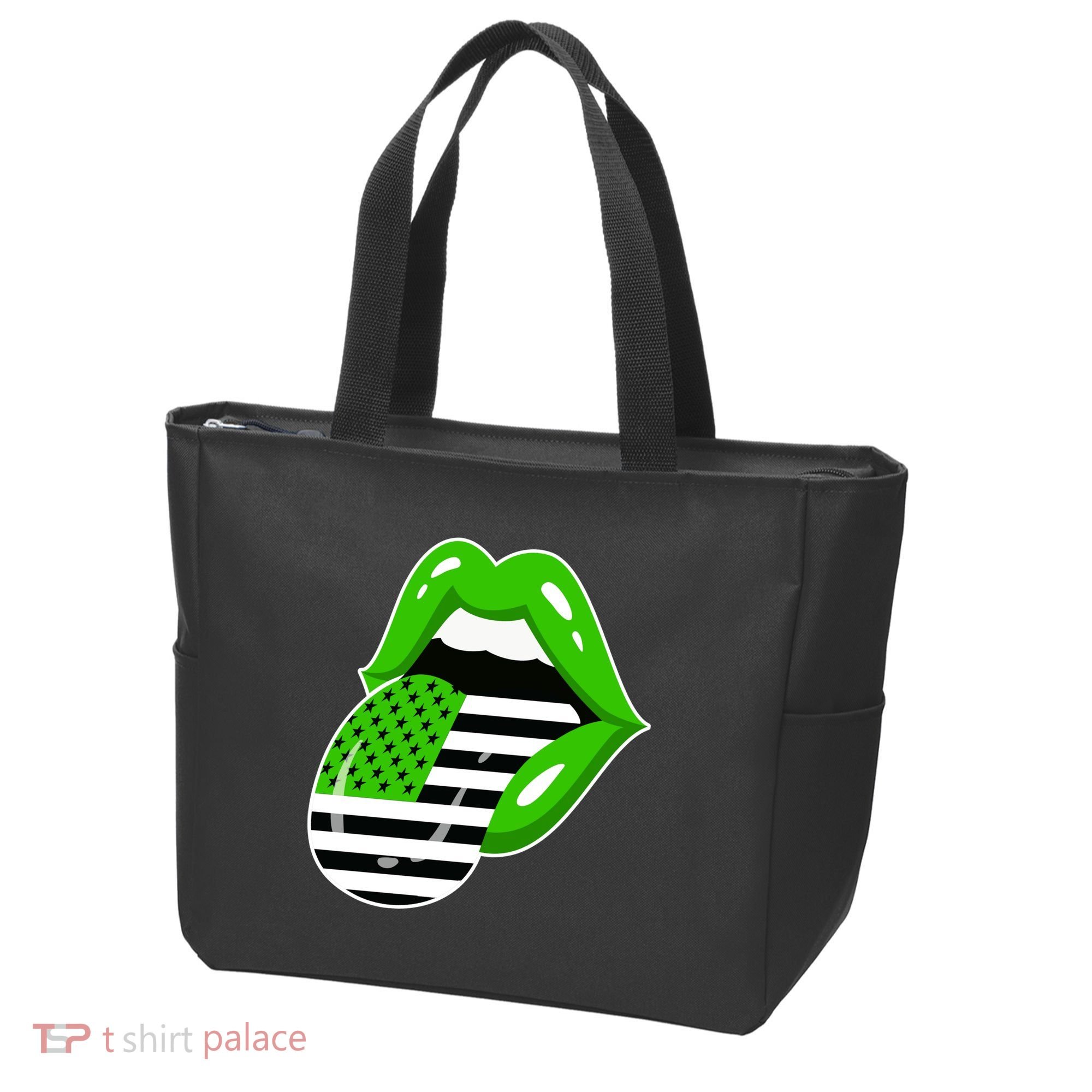 Lucky Irish Lips USA American Flag Tote Bag