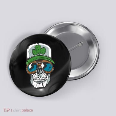 Lucky Irish Skull Button