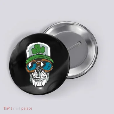 Lucky Irish Skull Button