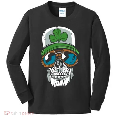 Lucky Irish Skull Kids Long Sleeve Shirt