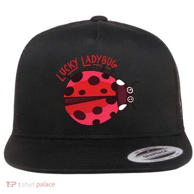 Lucky Ladybug Flat Bill Trucker Hat