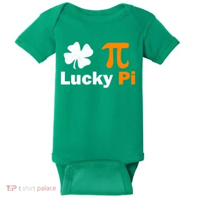 Lucky Pi St. Patrick's Day Clover Baby Bodysuit