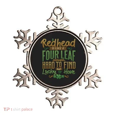 Lucky Redhead Four Leaf Clover Ornament