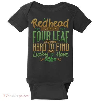 Lucky Redhead Four Leaf Clover Baby Bodysuit