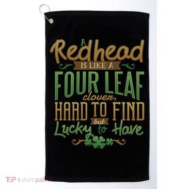 Lucky Redhead Four Leaf Clover Golf Towel